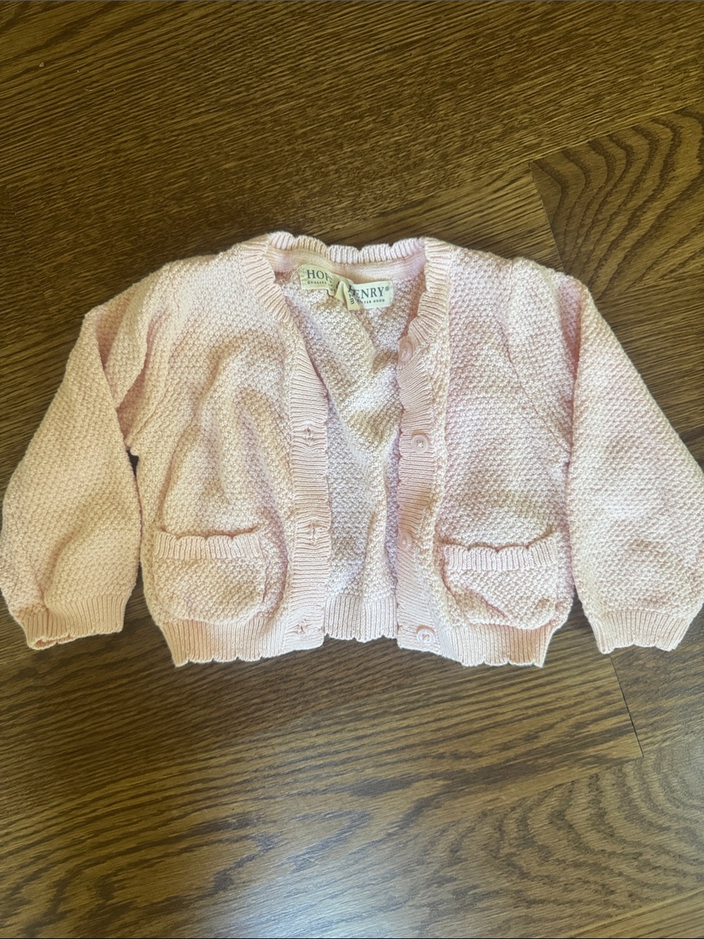 Hope & Henry Baby Pink Knit Cardigan - size 6-12 months